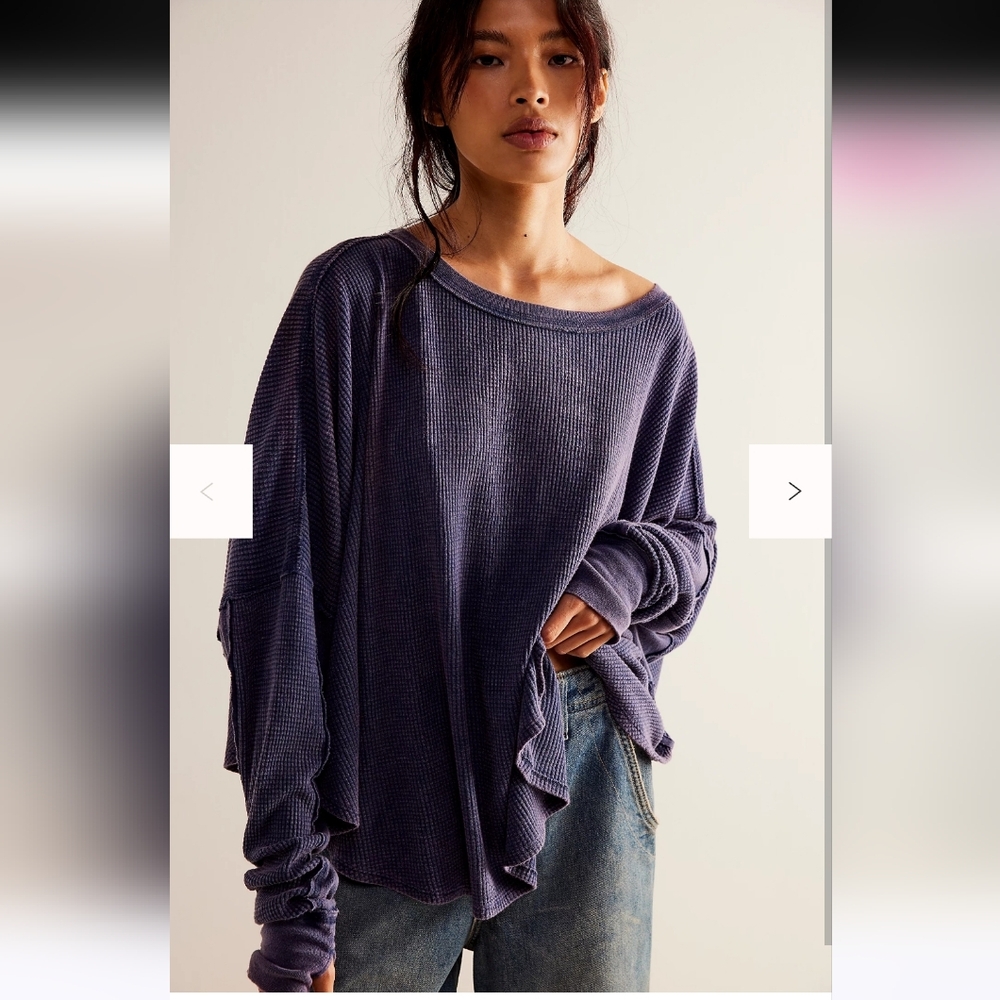 NWT Free People We The Free Microphone Drop Thermal In Navy/marin